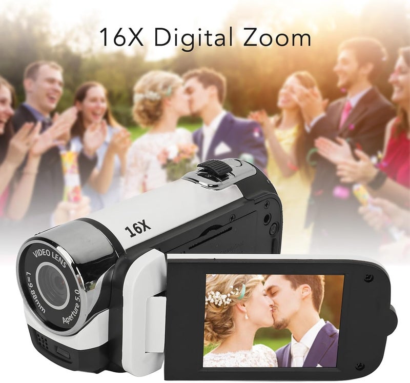 Bewinner D90 Digital Video Camera - 1080P 16MP Handheld Video Camcorder 16x Digital Zoom Video Camera with 2.7in TFT Rotatable Screen, HD Video Recorder Camera with Fill Light (White) - Image 4
